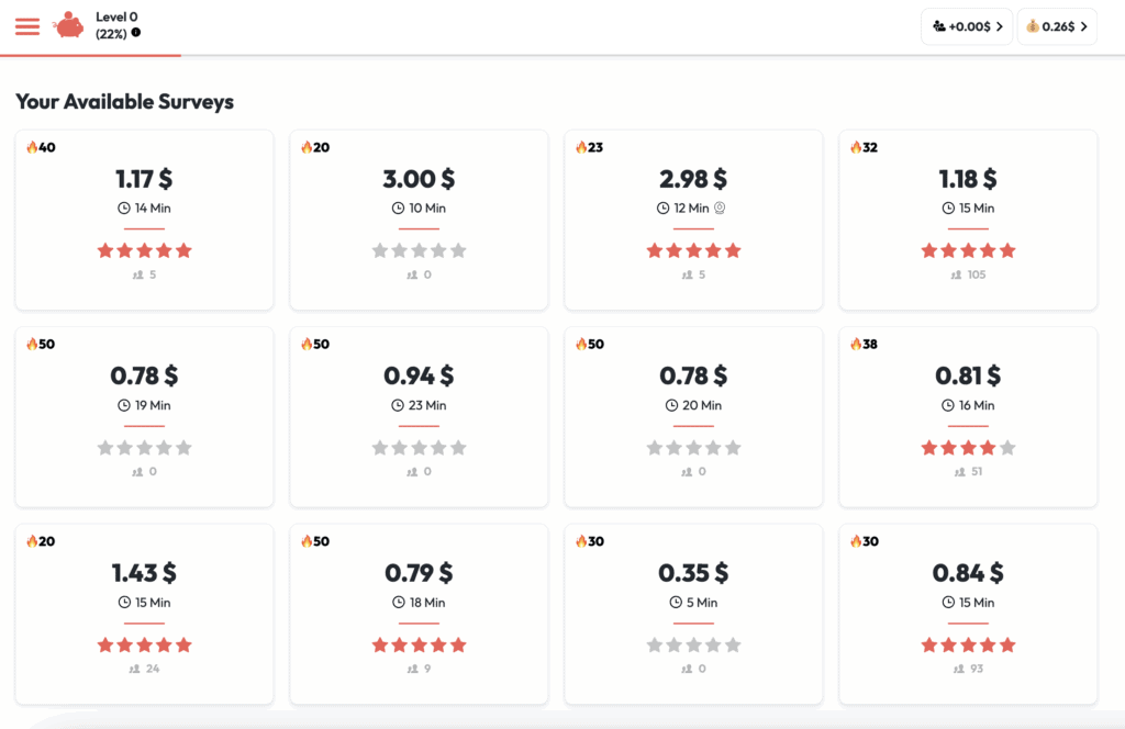 HeyPiggy Available Surveys