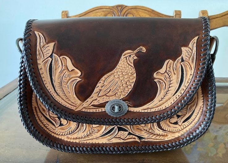 A leather purse my husband made for me.