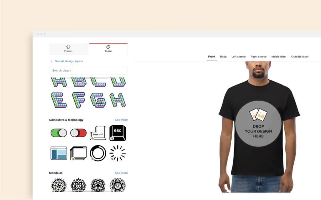 Here's an example from Printful's website of a shirt you could design.